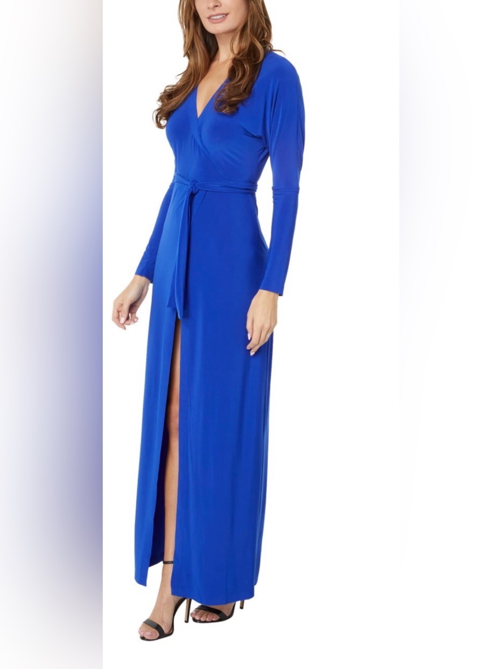 Norma Kamali Dolman Wrap Straight Gown Maxi Dress Cobalt Royal Blue